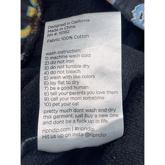 RIPNDIP Mens MEDIUM Black Rock N Nerm All-Over Print CUT-OFF SWEATPANTS *Read* - Picture 7 of 7